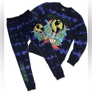 Motive Denim Immortal Fashion Crewneck Sweatshirt and Pant Set Color: Navy